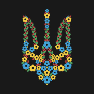Ukrainian Trident Coat Of Arms Made of Flowers T-Shirt