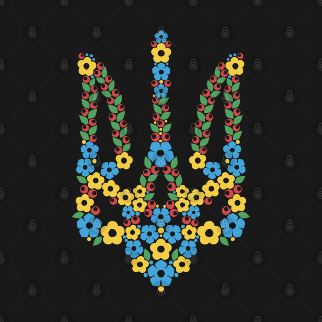 Ukrainian Trident Coat Of Arms Made of Flowers by Anticorporati