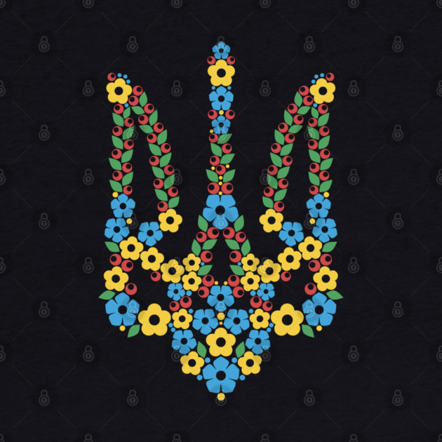 Ukrainian Trident Coat Of Arms Made of Flowers by Anticorporati