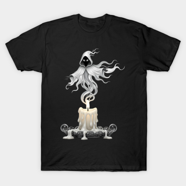 Ethereal Ghost Emerging From Melting Candle on Ornate Holder