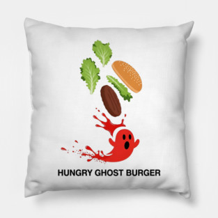 Hungry Ghost Burger Lover Spooky Foodie Pillow