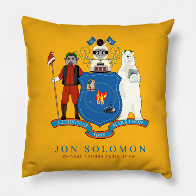 25-Hour Holiday Radio Show state flag shirt (with text) Pillow by jonsolomon