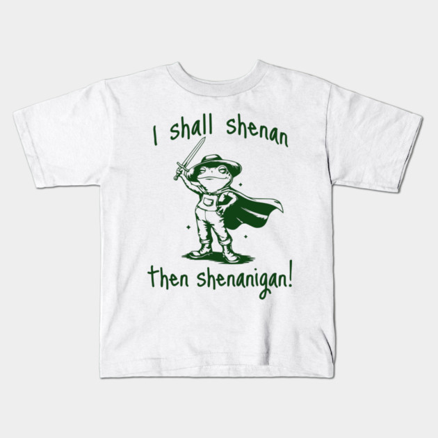 Cute Quest Frog says "I shall shenan then shenanigan!" Kids T-Shirt by Luxinda