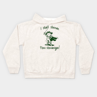 Cute Quest Frog says "I shall shenan then shenanigan!" Kids Hoodie