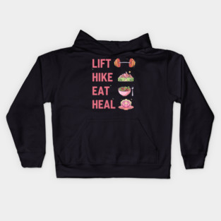 The Repeatable Wellness Cycle (or) Lift Hike Eat Heal Repeat Kids Hoodie