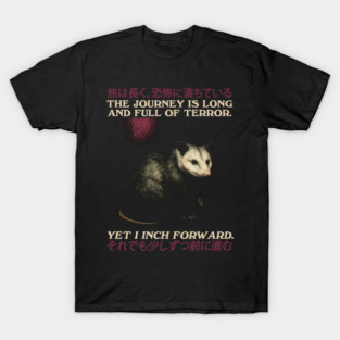 Possum The journey is long and full of terror, Japanese Weird Art t-shirt, Meme t shirt, Unhinged Funny Animal Vintage T-Shirt