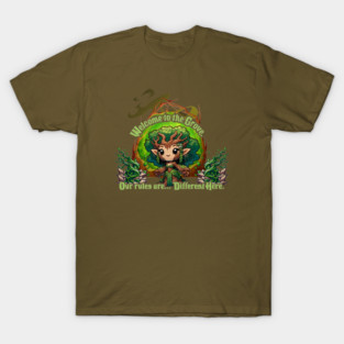 Funny Druid Grove T-Shirt | "Our Rules Are Different Here" TTRPG Tee T-Shirt