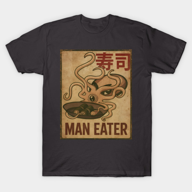 Man Eater Squid T-Shirt by Demian Stipatio