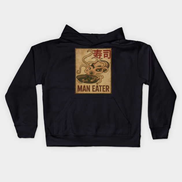 Man Eater Squid Kids Hoodie by Demian Stipatio