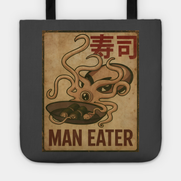 Man Eater Squid Tote by Demian Stipatio