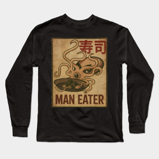 Man Eater Squid Long Sleeve T-Shirt by Demian Stipatio