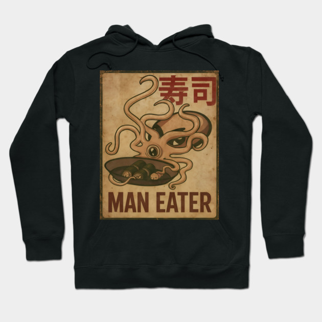 Man Eater Squid Hoodie by Demian Stipatio