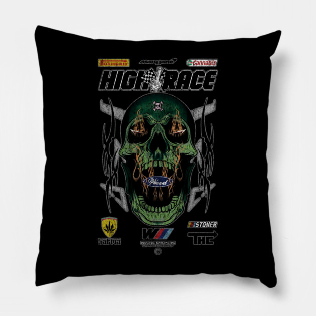 HIGH RACE SKULL Pillow by Wrongteeshirt