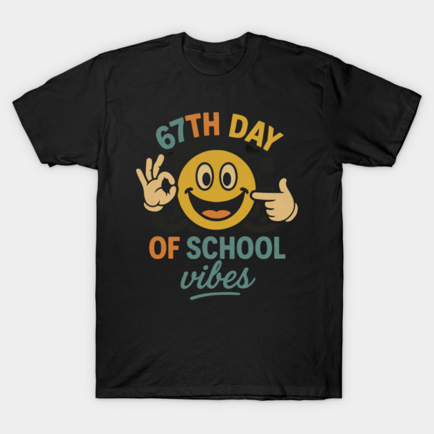 67th Day of School Vibes – Retro Smiley with OK Hand T-Shirt by ArtistTee ⭐⭐⭐⭐⭐