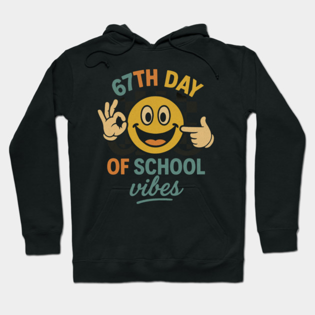 67th Day of School Vibes – Retro Smiley with OK Hand Hoodie by ArtistTee ⭐⭐⭐⭐⭐