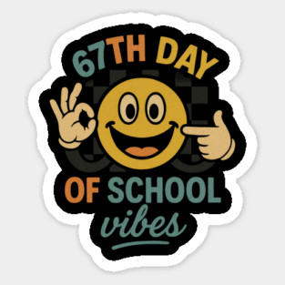 67th Day of School Vibes – Retro Smiley with OK Hand Magnet