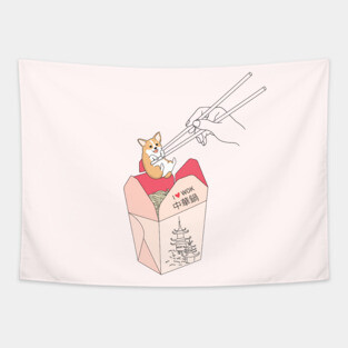 Corgi Noodles Tapestry