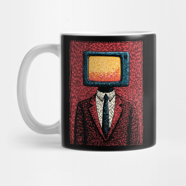 Retro TV Head Man Surreal Static Portrait by TuncGK
