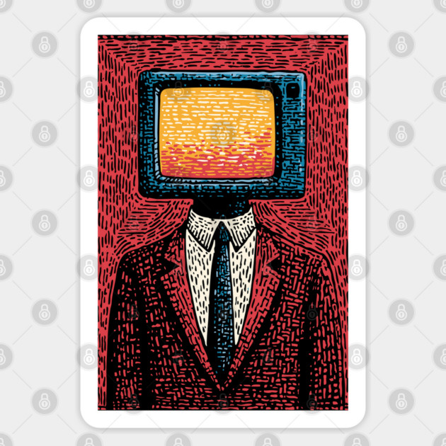 Retro TV Head Man Surreal Static Portrait Sticker by TuncGK