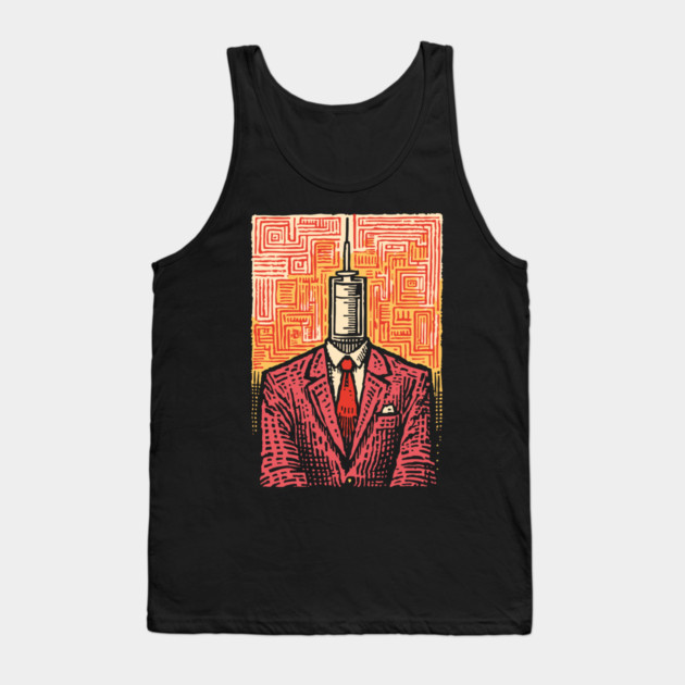 Modern Syringe Head Man Surrealist Illustration Tank Top by TuncGK