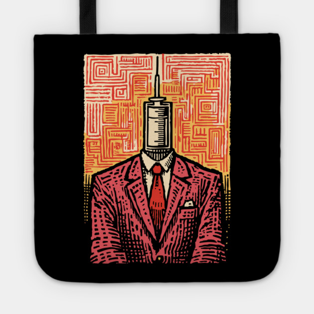 Modern Syringe Head Man Surrealist Illustration Tote by TuncGK