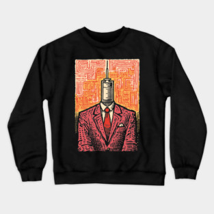 Modern Syringe Head Man Surrealist Illustration Crewneck Sweatshirt