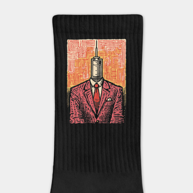 Modern Syringe Head Man Surrealist Illustration by TuncGK