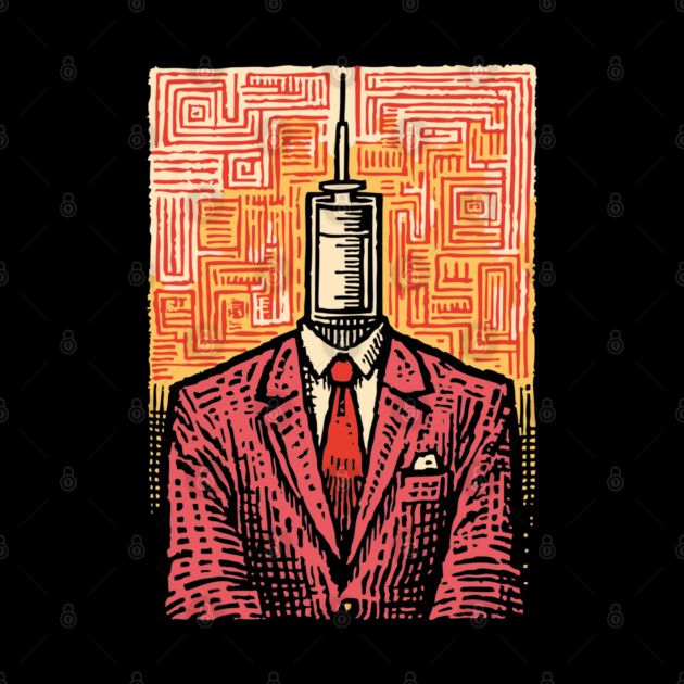 Modern Syringe Head Man Surrealist Illustration by TuncGK