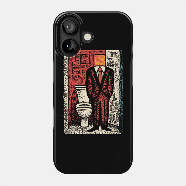 Surreal Man with a Toilet Head Illustration Phone Case by TuncGK