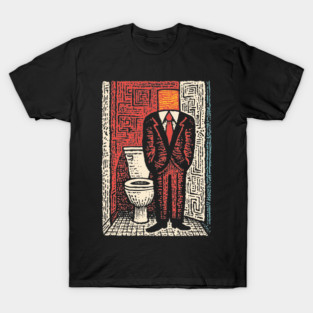 Surreal Man with a Toilet Head Illustration T-Shirt