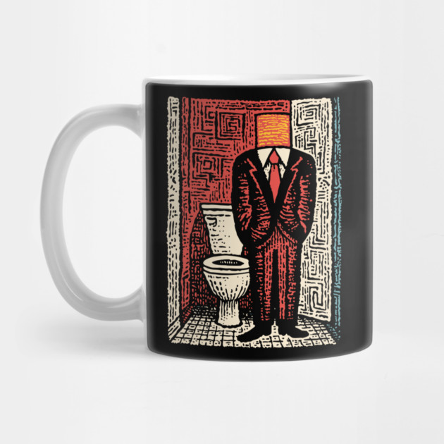 Surreal Man with a Toilet Head Illustration by TuncGK