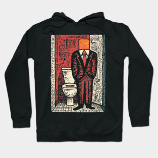 Surreal Man with a Toilet Head Illustration Hoodie
