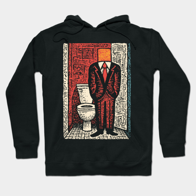 Surreal Man with a Toilet Head Illustration Hoodie by TuncGK