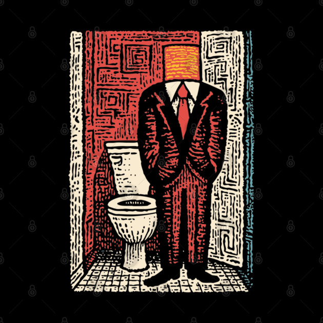 Surreal Man with a Toilet Head Illustration by TuncGK