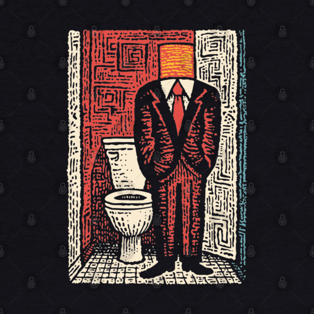 Surreal Man with a Toilet Head Illustration by TuncGK