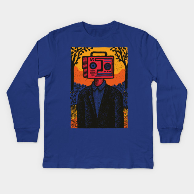 Vintage Radio Head Man in the Woods Kids Long Sleeve T-Shirt by TuncGK