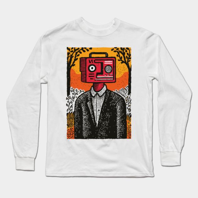 Vintage Radio Head Man in the Woods Long Sleeve T-Shirt by TuncGK