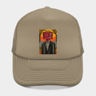 Vintage Radio Head Man in the Woods Hat