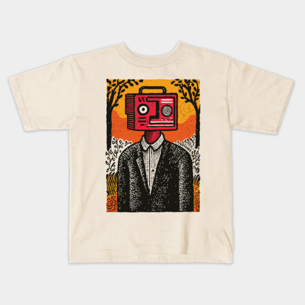 Vintage Radio Head Man in the Woods Kids T-Shirt by TuncGK