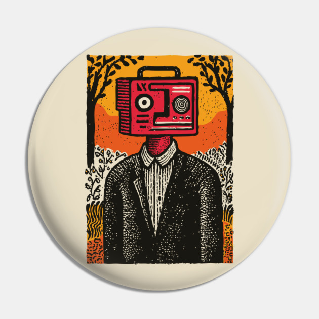 Vintage Radio Head Man in the Woods Pin by TuncGK