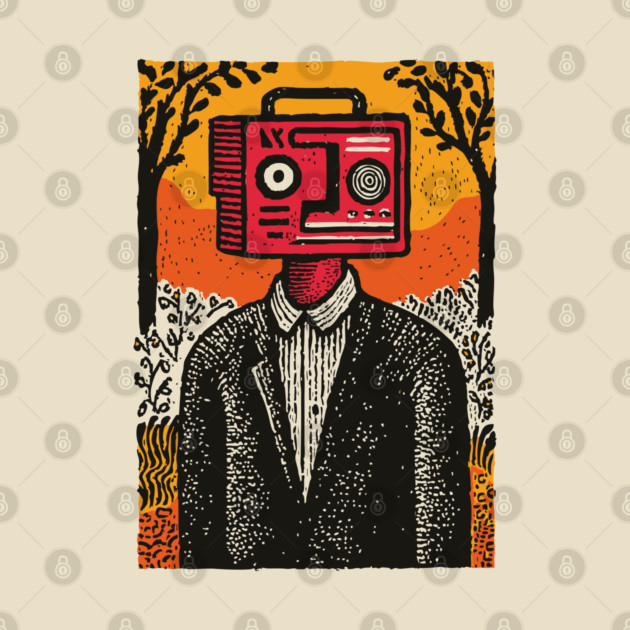 Vintage Radio Head Man in the Woods by TuncGK