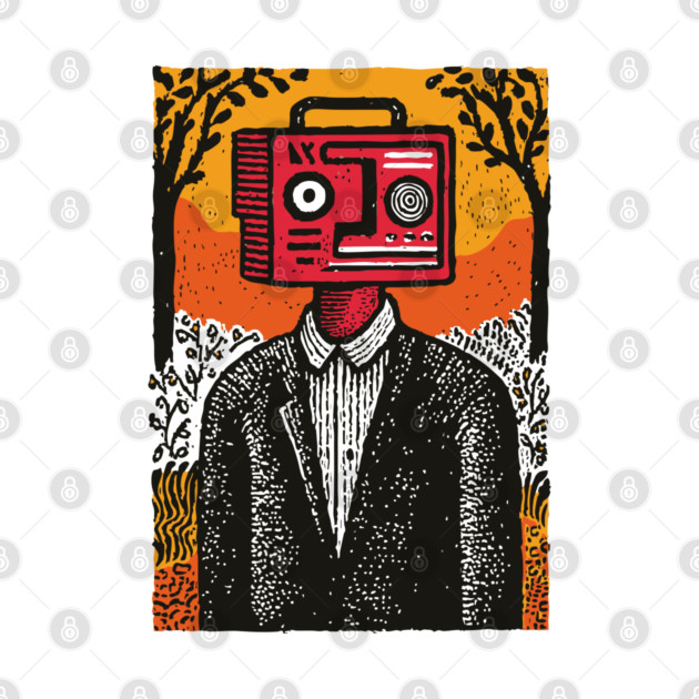 Vintage Radio Head Man in the Woods by TuncGK