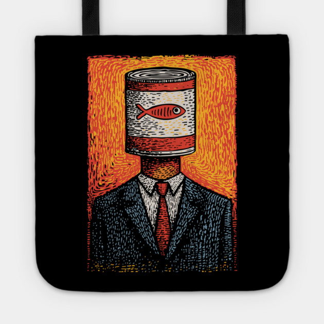Canned Tuna Fish Head Pop Art Surrealism Tote by TuncGK
