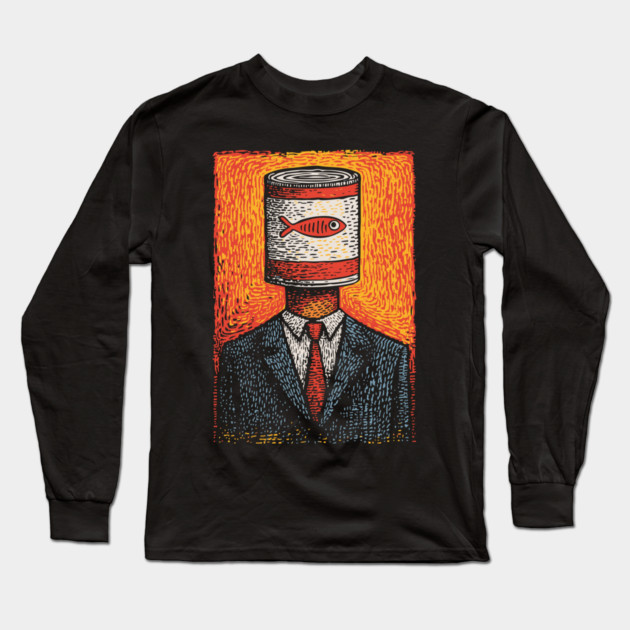 Canned Tuna Fish Head Pop Art Surrealism Long Sleeve T-Shirt by TuncGK