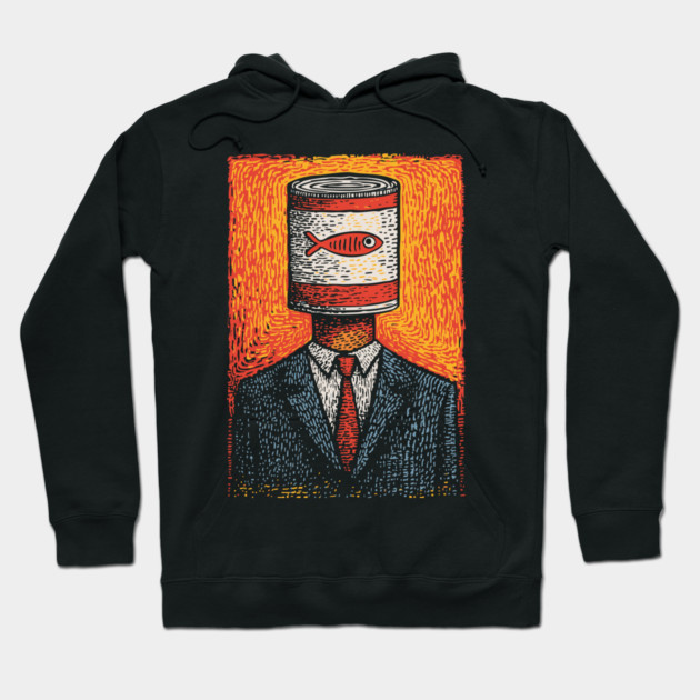 Canned Tuna Fish Head Pop Art Surrealism Hoodie by TuncGK
