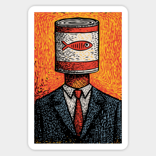 Canned Tuna Fish Head Pop Art Surrealism Magnet by TuncGK