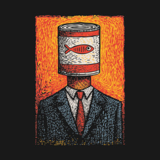 Canned Tuna Fish Head Pop Art Surrealism T-Shirt
