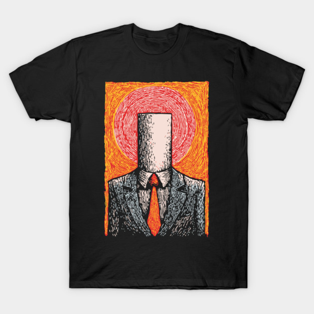 Absurdist Toilet Paper Roll Head Man Art T-Shirt by TuncGK