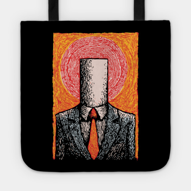 Absurdist Toilet Paper Roll Head Man Art Tote by TuncGK