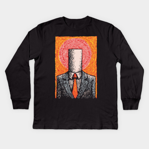 Absurdist Toilet Paper Roll Head Man Art Kids Long Sleeve T-Shirt by TuncGK